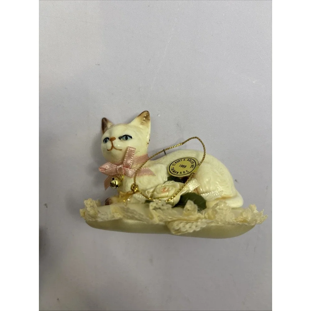 New Set of 2 Vintage Kurt S Adler  Kitty Cat Christmas Ornaments 3.5